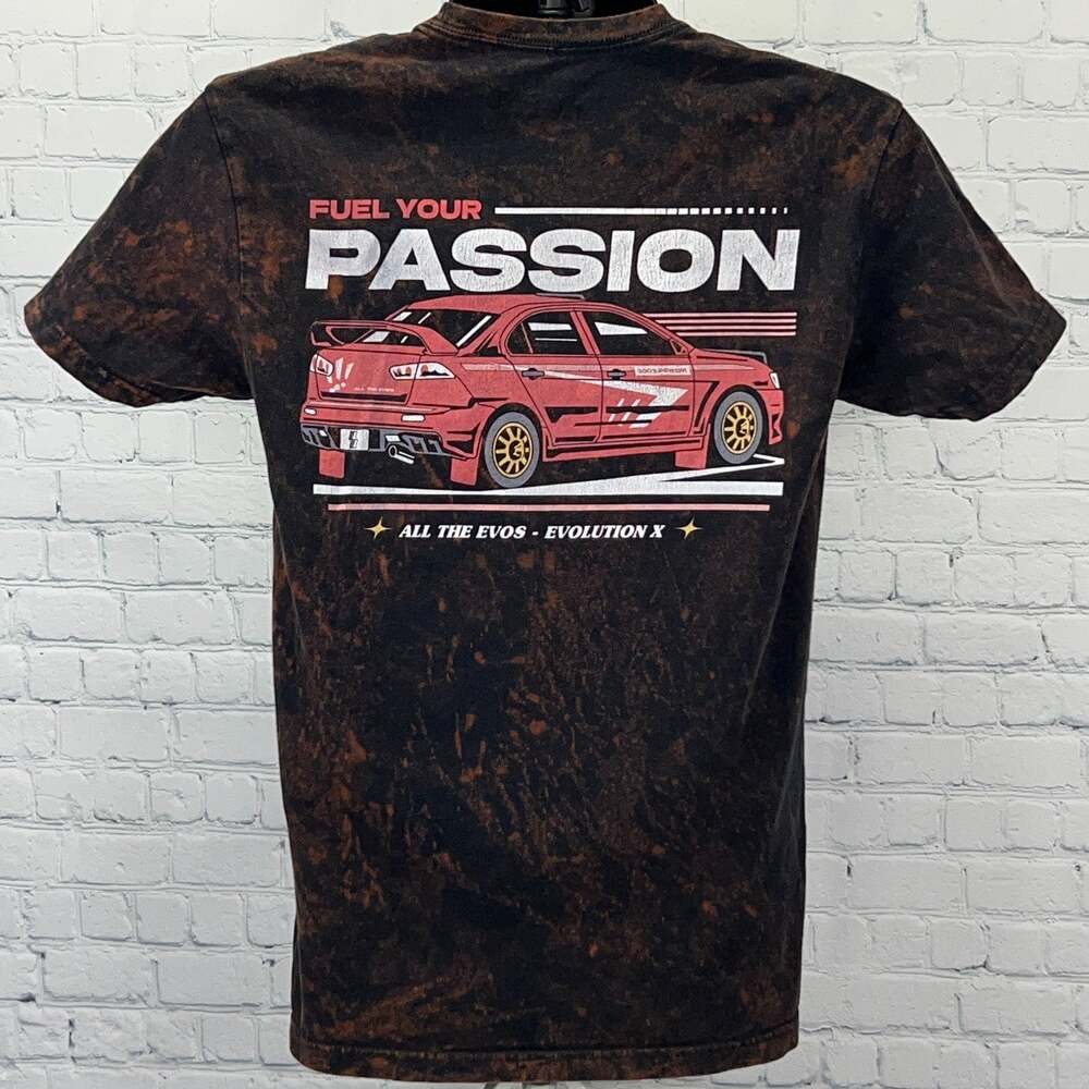 Mitsubishi Lancer Evolution X Evo X T Shirt S Small Bleach Tie Dye JDM Graphic